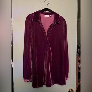 Purple velour button up top